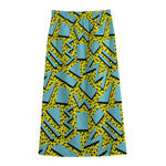 Retro Funky Pattern Print Cotton Front Slit Maxi Skirt