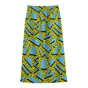 Retro Funky Pattern Print Cotton Front Slit Maxi Skirt