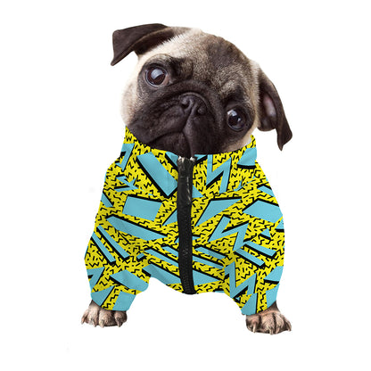 Retro Funky Pattern Print Dog Zip Up Jacket
