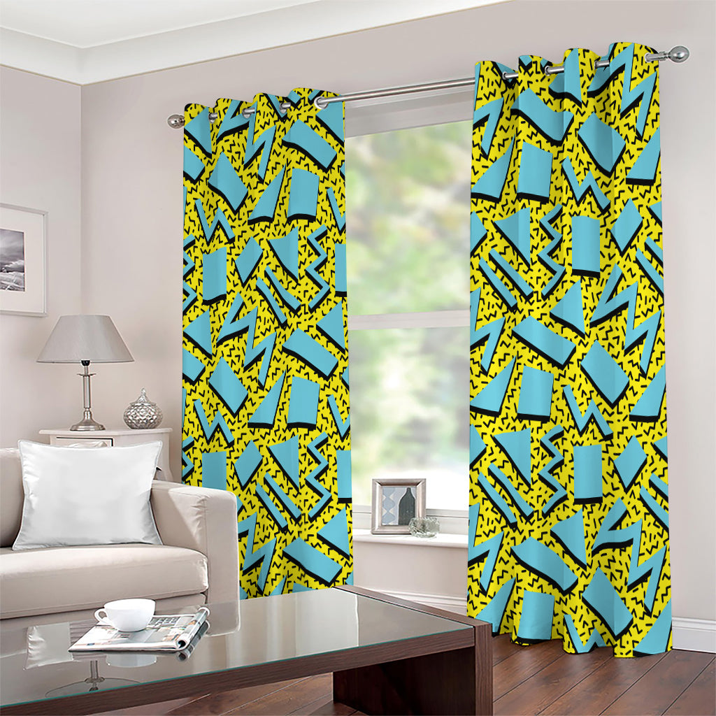 Retro Funky Pattern Print Extra Wide Grommet Curtains