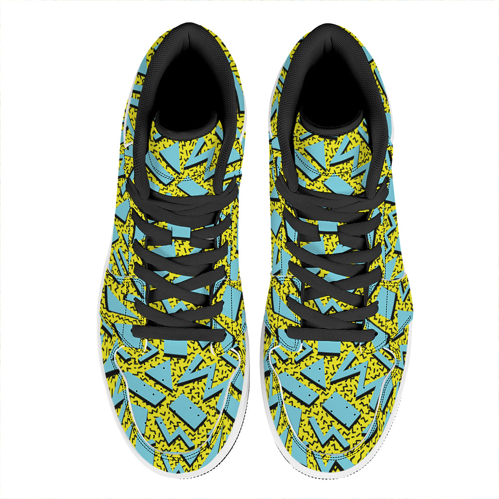 Retro Funky Pattern Print High Top Leather Sneakers