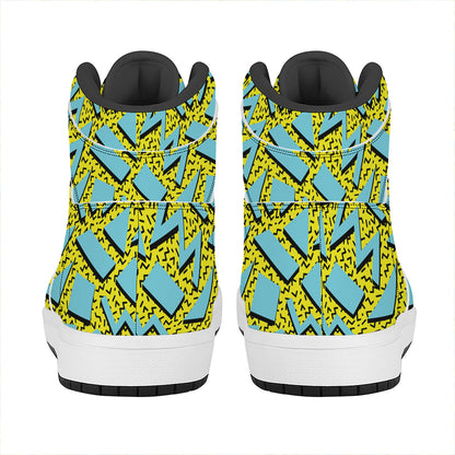 Retro Funky Pattern Print High Top Leather Sneakers