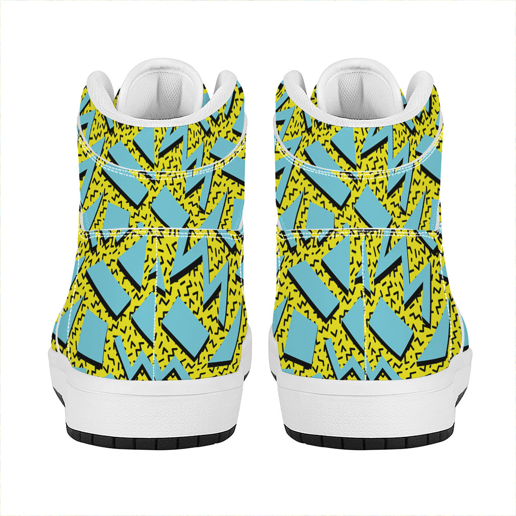 Retro Funky Pattern Print High Top Leather Sneakers