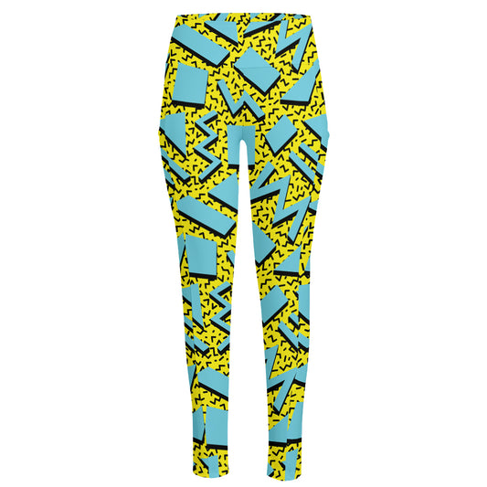 Retro Funky Pattern Print High-Waisted Pocket Leggings