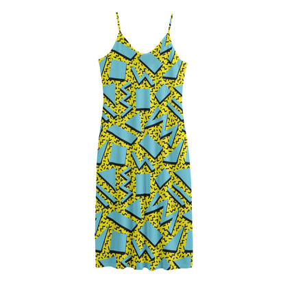 Retro Funky Pattern Print Jersey Midi Cami Dress
