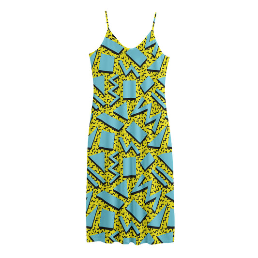 Retro Funky Pattern Print Jersey Midi Cami Dress