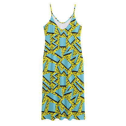 Retro Funky Pattern Print Jersey Midi Cami Dress