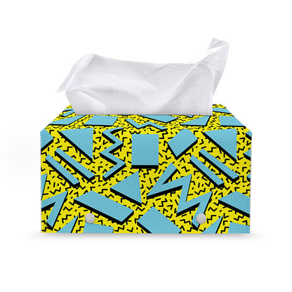 Retro Funky Pattern Print Leather Tissue Box Cover