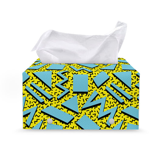 Retro Funky Pattern Print Leather Tissue Box Cover