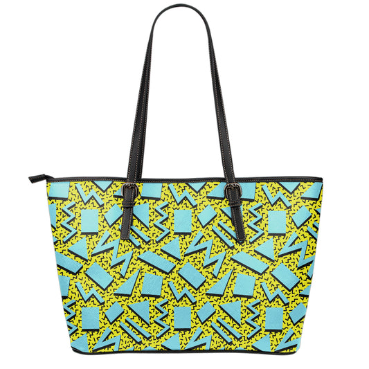 Retro Funky Pattern Print Leather Tote Bag