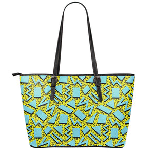 Retro Funky Pattern Print Leather Tote Bag