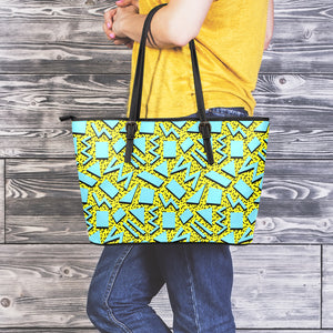 Retro Funky Pattern Print Leather Tote Bag