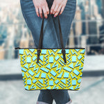 Retro Funky Pattern Print Leather Tote Bag