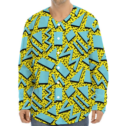 Retro Funky Pattern Print Long Sleeve Baseball Jersey