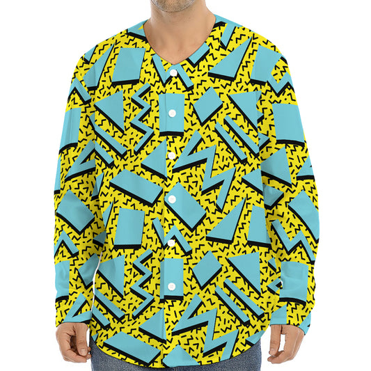 Retro Funky Pattern Print Long Sleeve Baseball Jersey