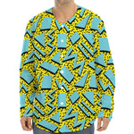 Retro Funky Pattern Print Long Sleeve Baseball Jersey