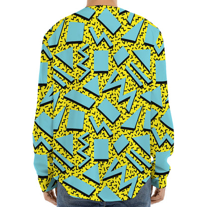 Retro Funky Pattern Print Long Sleeve Baseball Jersey