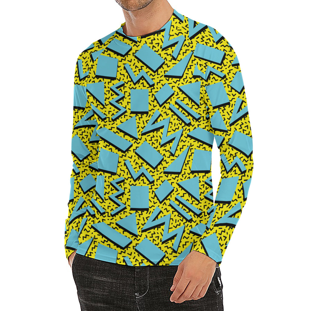 Retro Funky Pattern Print Men's Long Sleeve Rash Guard