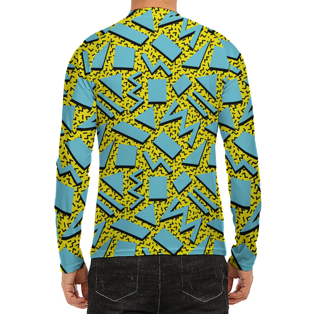 Retro Funky Pattern Print Men's Long Sleeve Rash Guard