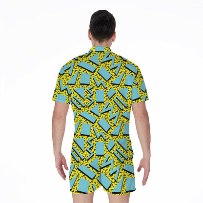 Retro Funky Pattern Print Men's Rompers