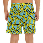 Retro Funky Pattern Print Men's Split Running Shorts