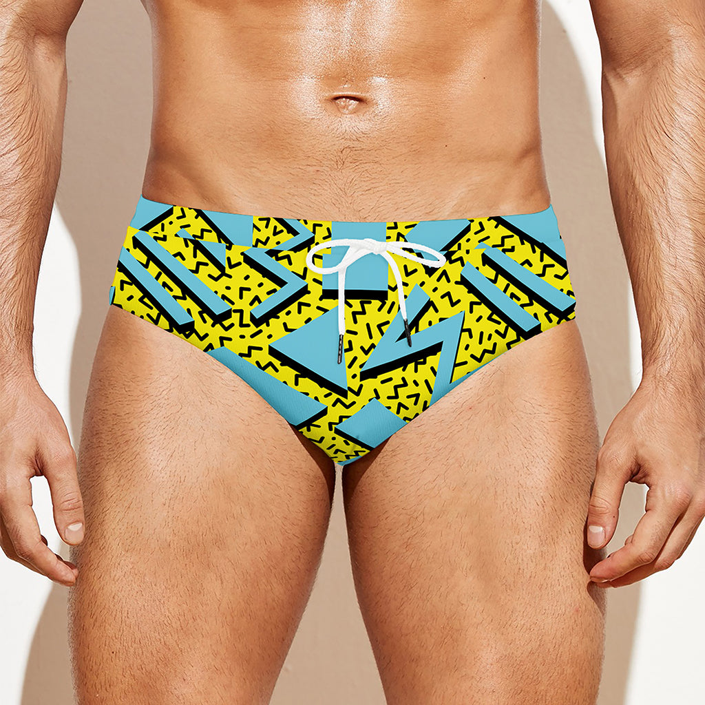 Retro Funky Pattern Print Men's Swim Briefs