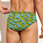 Retro Funky Pattern Print Men's Swim Briefs