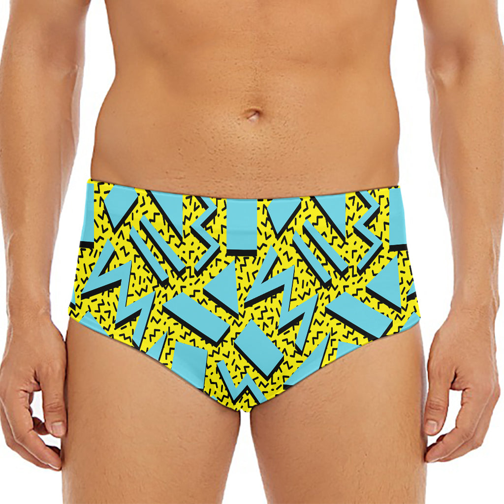 Retro Funky Pattern Print Men's Triangle Swim Briefs