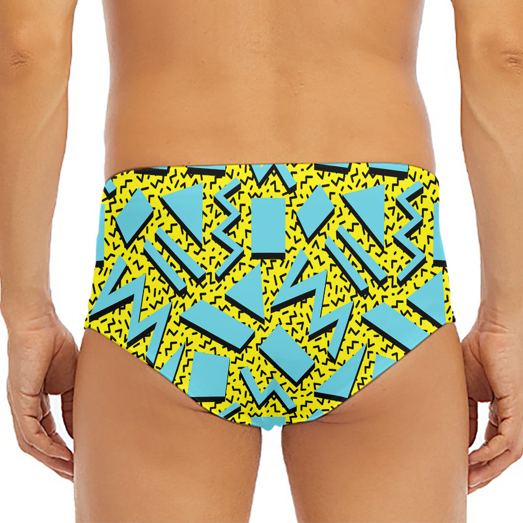 Retro Funky Pattern Print Men's Triangle Swim Briefs