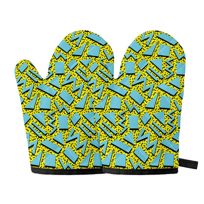 Retro Funky Pattern Print Oven Mitts