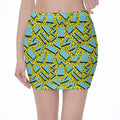 Retro Funky Pattern Print Pencil Mini Skirt