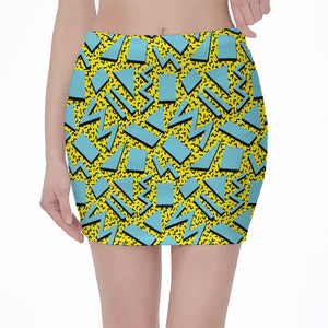 Retro Funky Pattern Print Pencil Mini Skirt