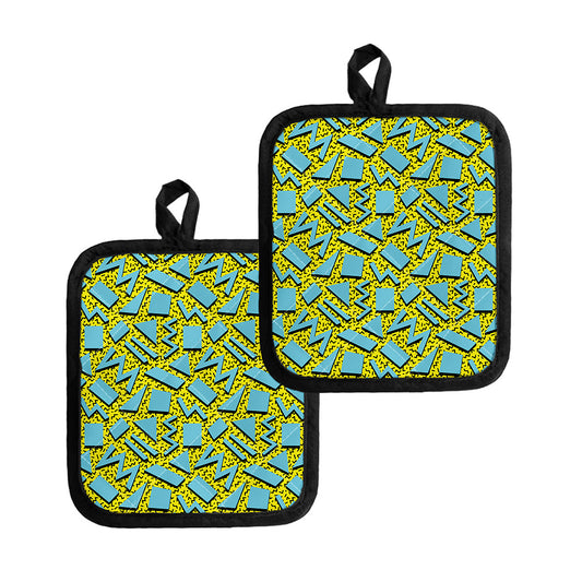Retro Funky Pattern Print Pot Holders