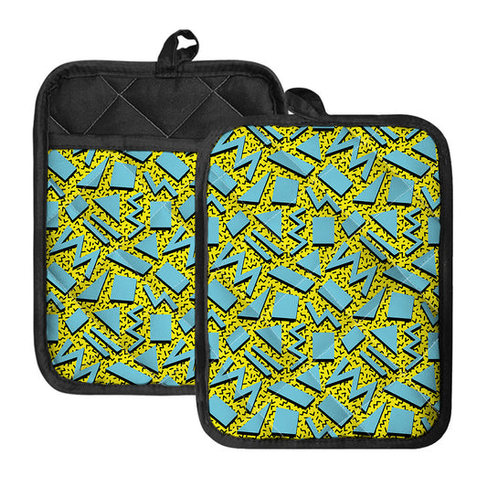 Retro Funky Pattern Print Pot Holders With Pocket