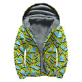 Retro Funky Pattern Print Sherpa Lined Zip Up Hoodie