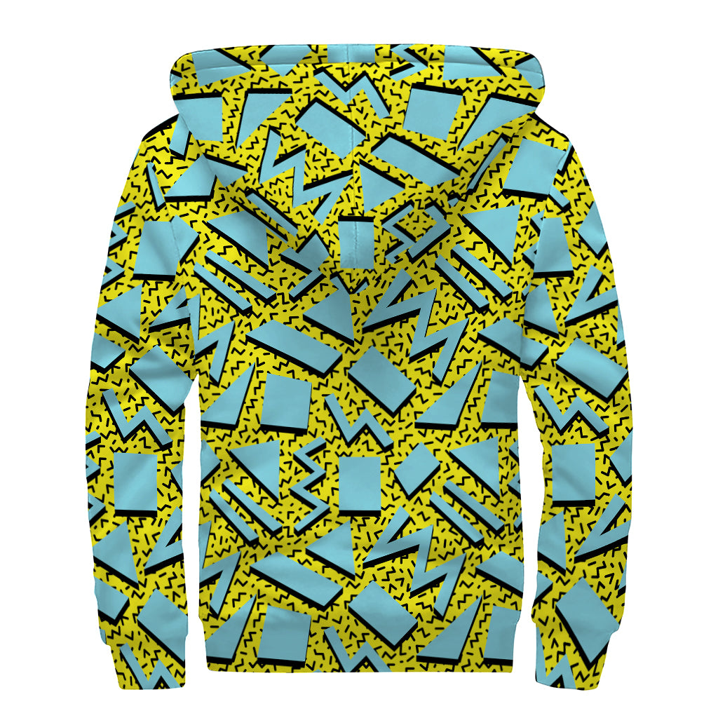 Retro Funky Pattern Print Sherpa Lined Zip Up Hoodie