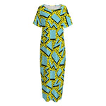 Retro Funky Pattern Print Short Sleeve Long Nightdress