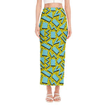 Retro Funky Pattern Print Side Slit Maxi Skirt