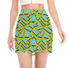 Retro Funky Pattern Print Side Slit Mini Skirt