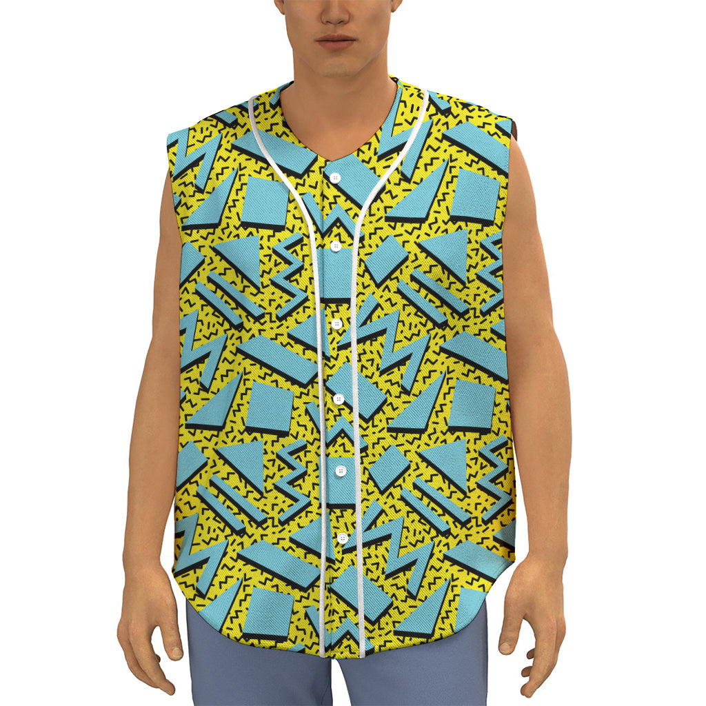 Retro Funky Pattern Print Sleeveless Baseball Jersey