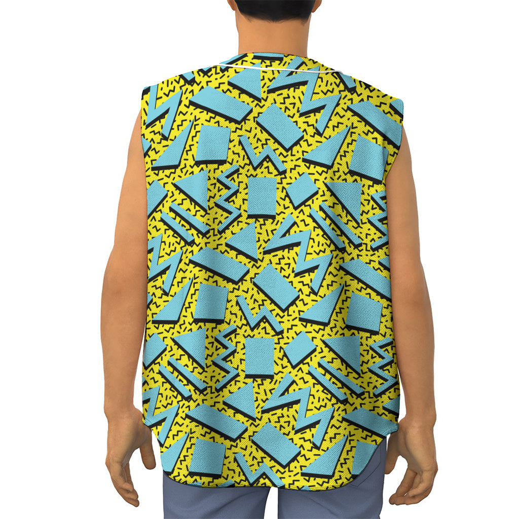 Retro Funky Pattern Print Sleeveless Baseball Jersey