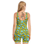 Retro Funky Pattern Print Sleeveless One Piece Swimsuit