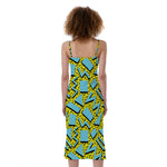 Retro Funky Pattern Print Slim Fit Midi Cami Dress