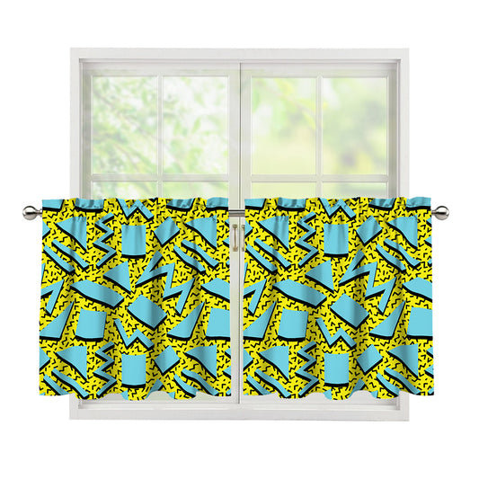 Retro Funky Pattern Print Tier Curtains
