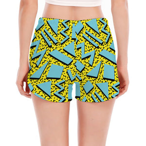 Retro Funky Pattern Print Women's Split Running Shorts