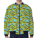 Retro Funky Pattern Print Zip Sleeve Bomber Jacket