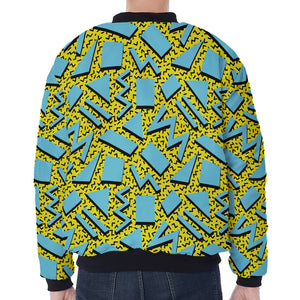 Retro Funky Pattern Print Zip Sleeve Bomber Jacket