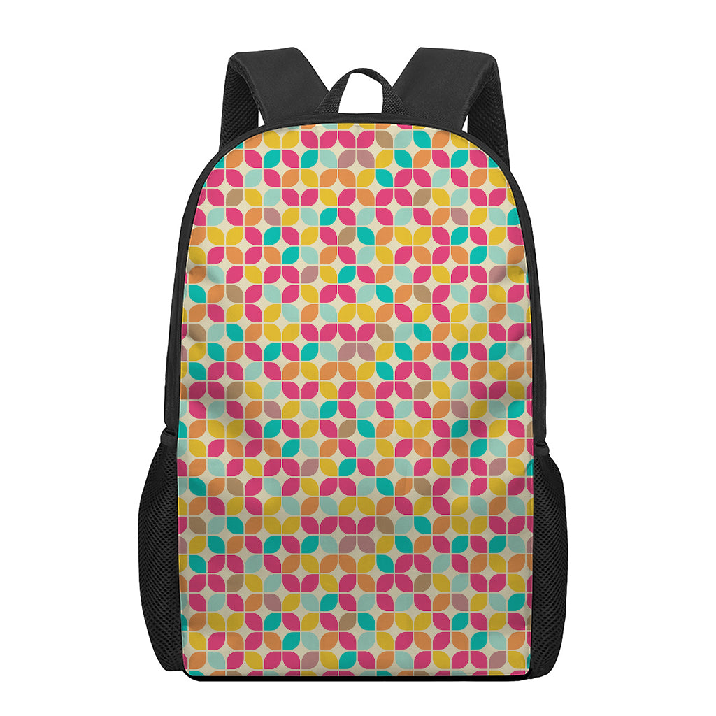 Retro Geometric Rounded Square Print 17 Inch Backpack