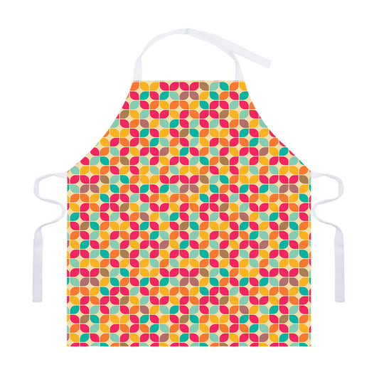 Retro Geometric Rounded Square Print Adjustable Apron