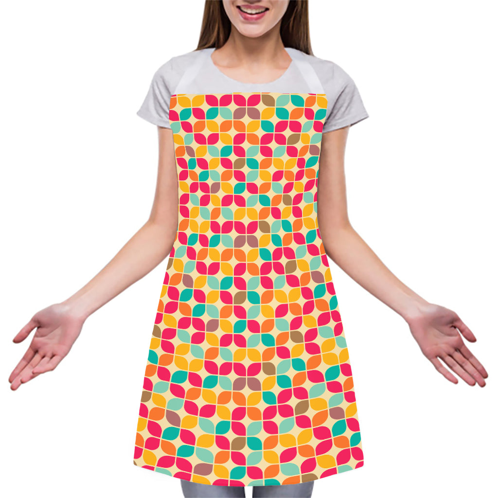 Retro Geometric Rounded Square Print Adjustable Apron